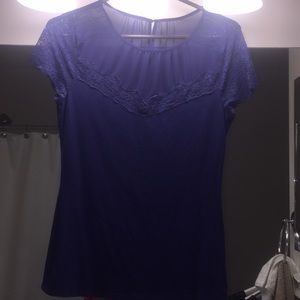 Blue express shirt with mesh and lace